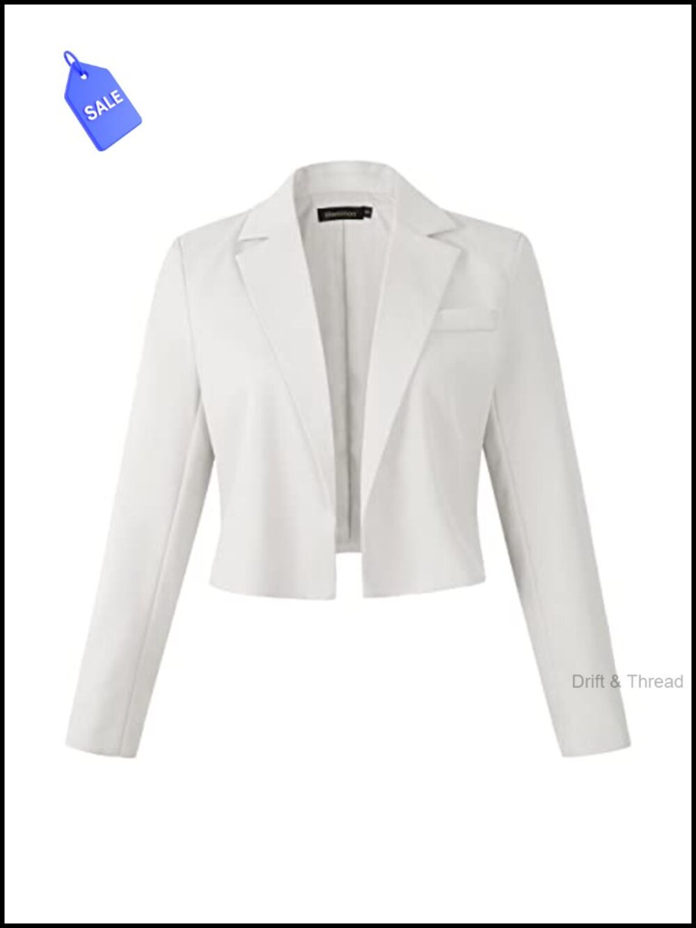 Women's Cropped Blazer Jacket Open Front Notch Collar Long Sleeve Work Office